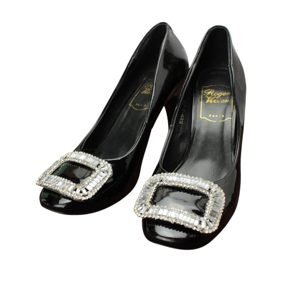 Roger Vivier Shoes - Roger Vivier Belle Vivier crystal embellished Pumps Heels 8 patent leather Black
